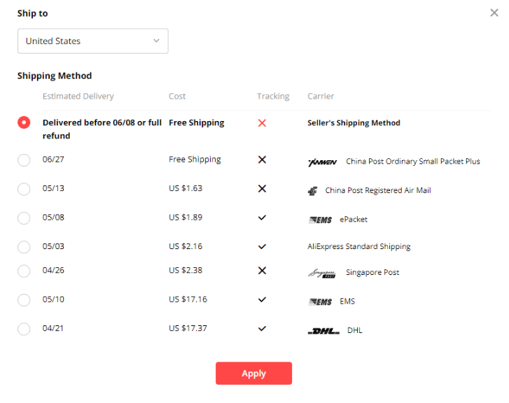 Jaztime Shipping Methods, delivery times and prices