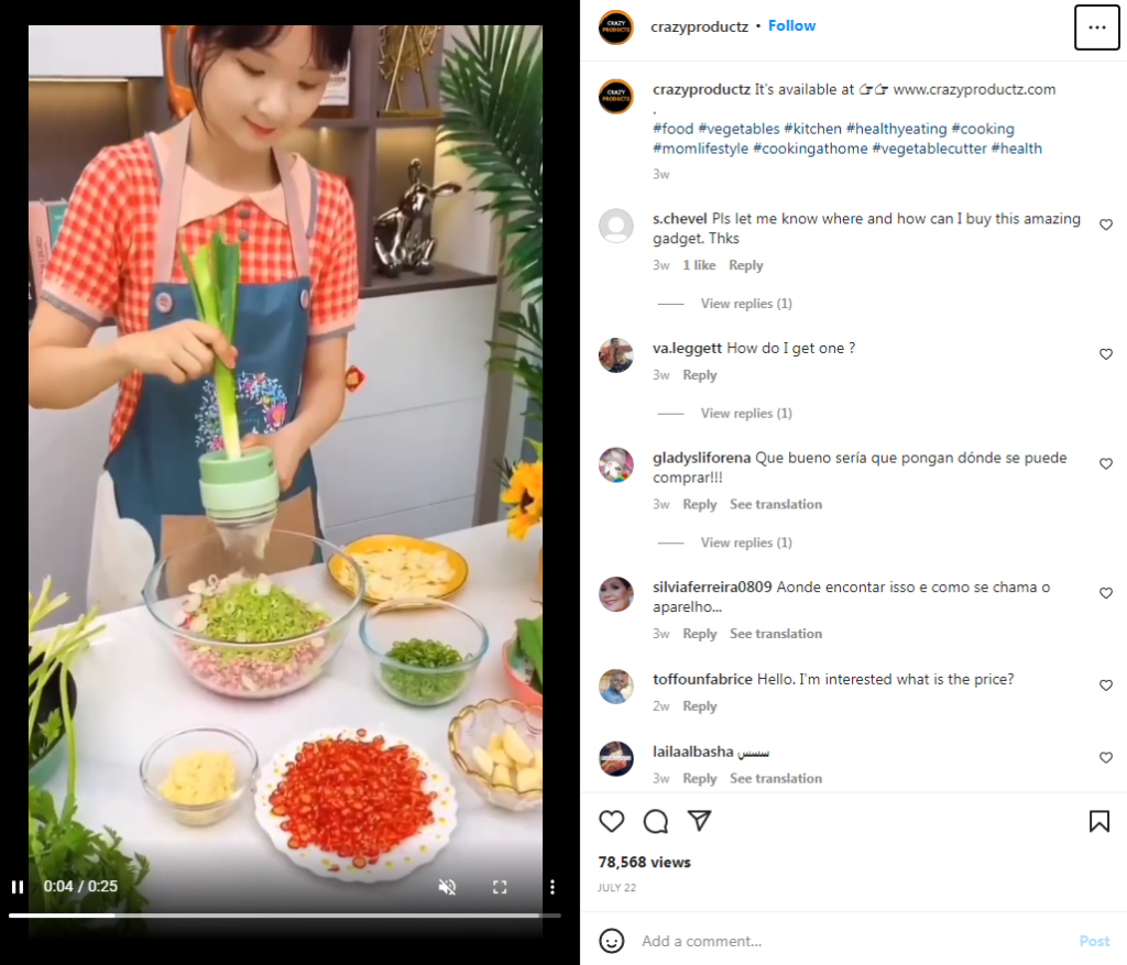 The 4 in 1multifunction vegetable cutter got plenty of views on instagram