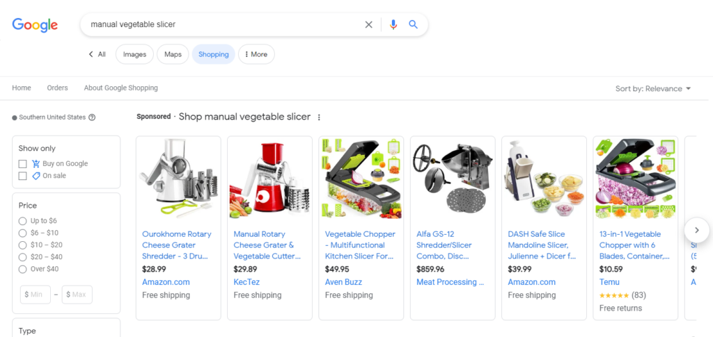 The product price of vegetable slicer.