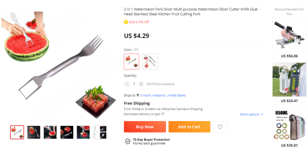 Product page of watermelon cutter.