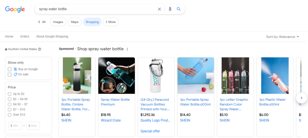 google resultaat van spray waterfles.