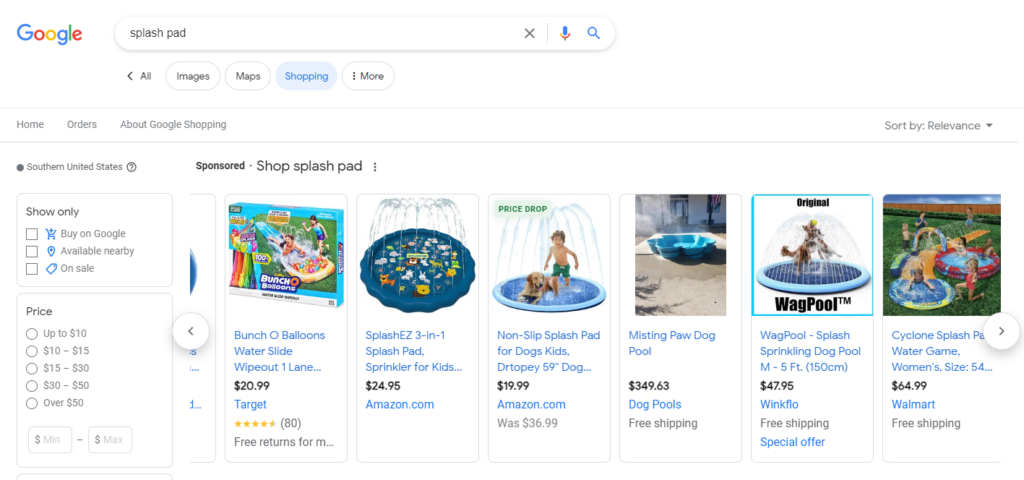 cerca su google splash pad.