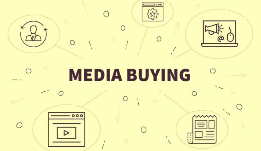 Conceptual business illustration with the words media buying